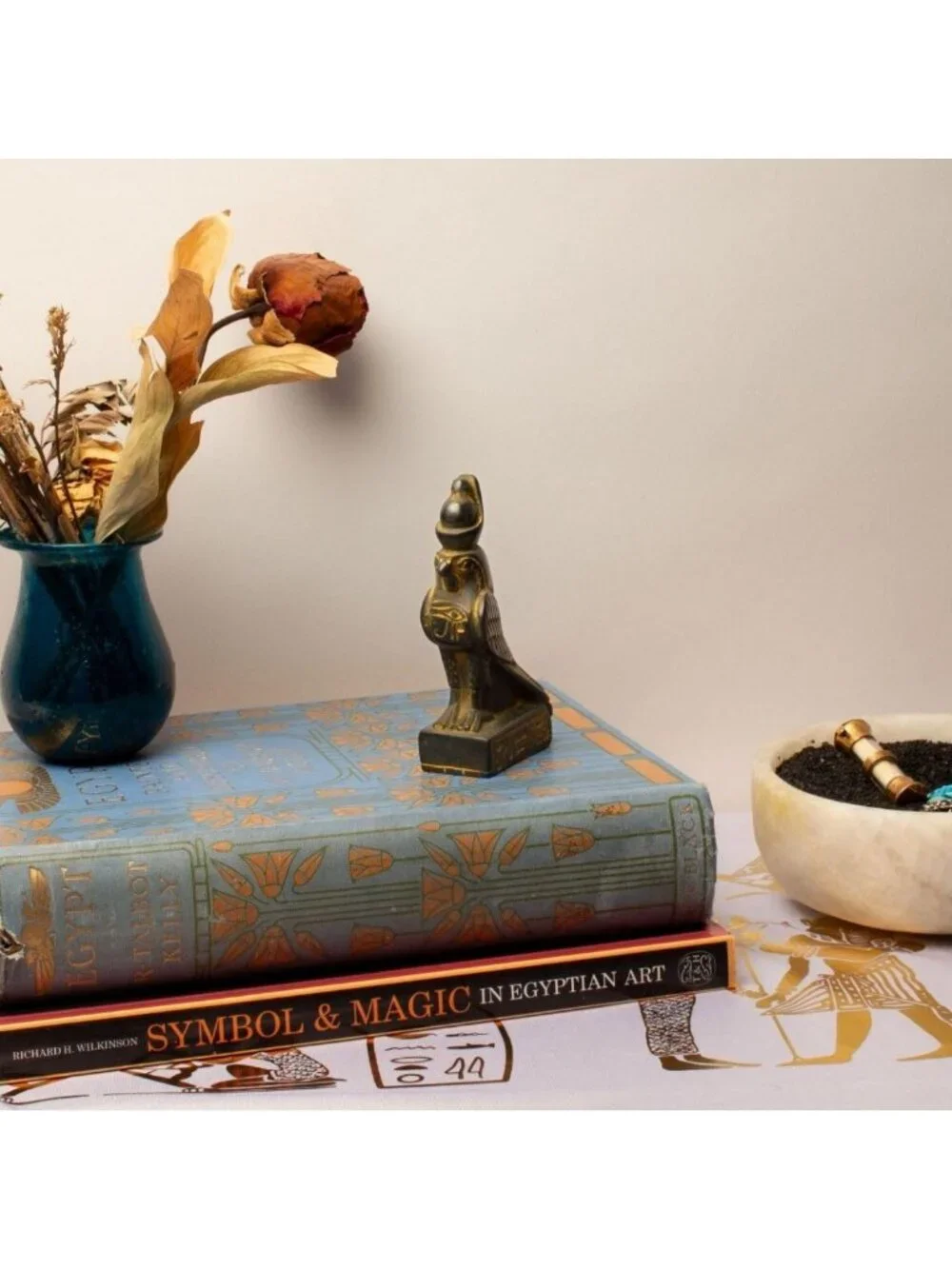 Antique Gold Mini Egyptian God Horus Statue - 4